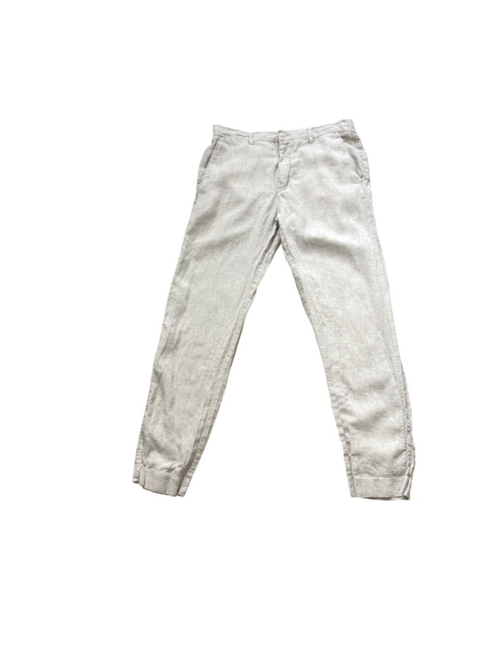 Porter & Ash Men's Chino Pants 32 Linen Coastal Summer Minimalist Beige Slim Fit